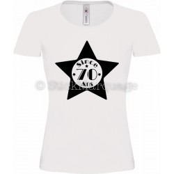 T-shirt Star Blanc Femme 70ème Anniversaire "Since 70 Ans"