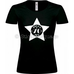 T-shirt Star Noir Femme 70ème Anniversaire "Since 70 Ans"