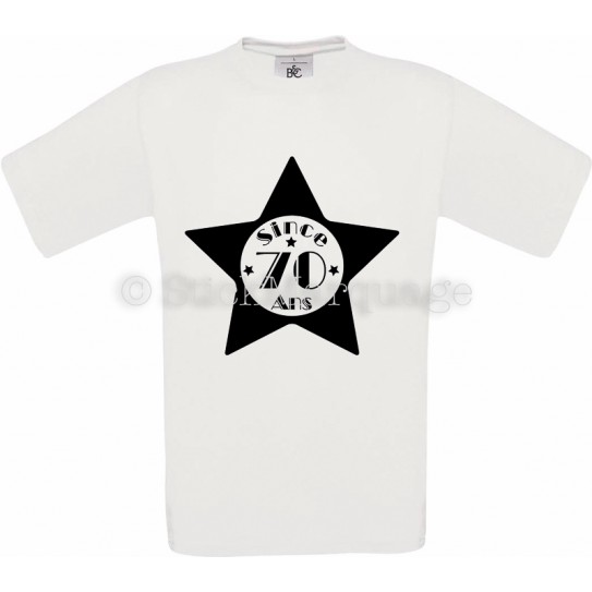 Tee-shirt Star Blanc Homme 70ème Anniversaire - Since 70 Ans