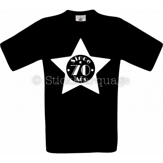 T-shirt Star noir Homme 70ème Anniversaire - Since 70 Ans