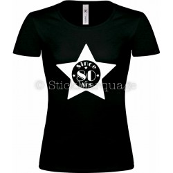 T-shirt Star Noir Femme 80ème Anniversaire "Since 80 Ans"