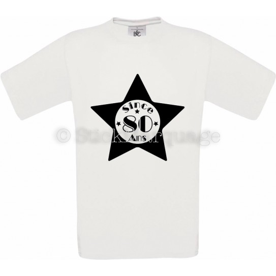 Tee-shirt Star Blanc Homme 80ème Anniversaire - Since 80 Ans