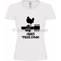 T-shirt Blanc femme Woodstock 3 Days of Peace & Music