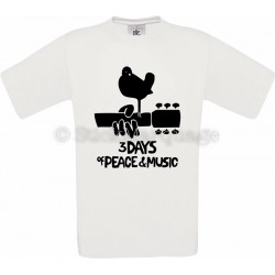 Tee-shirt blanc homme Woodstock 50 Ans 1969