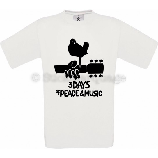 Tee-shirt blanc homme Woodstock 50 Ans 1969