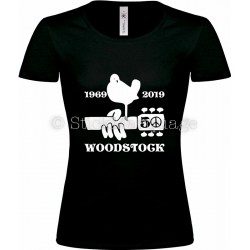 T-shirt noir femme Woodstock 50ème Anniversaire