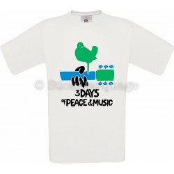 Tee-shirt blanc homme Woodstock 50 Ans 1969