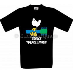 Tee-shirt noir homme Woodstock 50 Ans 1969