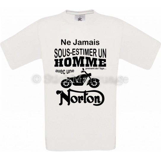 Tee-shirt blanc homme moto Norton