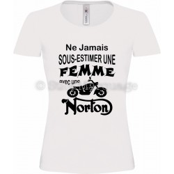 T-shirt blanc femme moto Norton