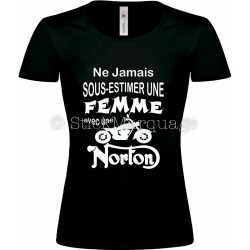 T-shirt noir femme moto Norton