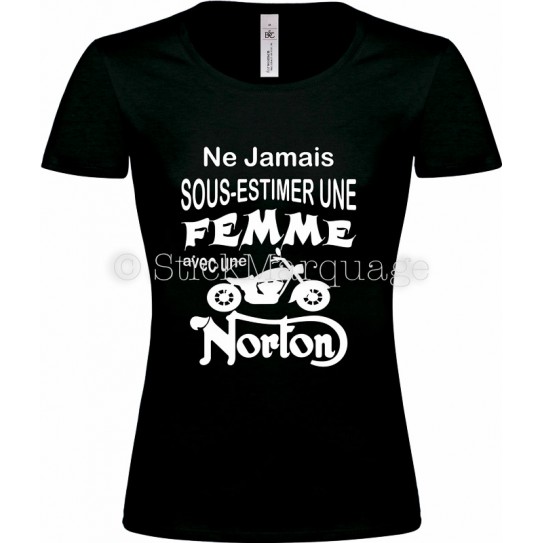 T-shirt noir femme moto Norton