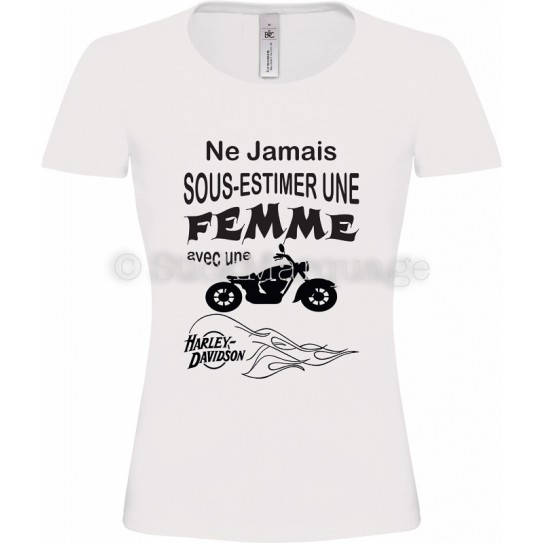 T-shirt blanc femme moto Harley-Davidson
