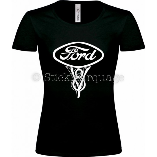 Tee-shirt Noir Femme Ford V8