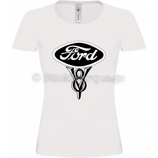 Tee-shirt blanc Femme Ford V8