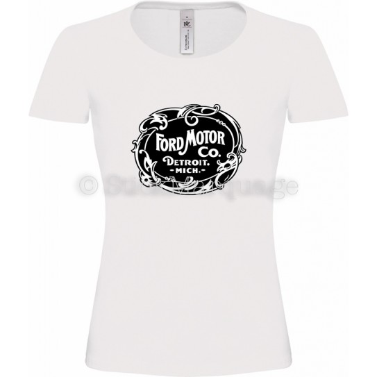 T-shirt Ford Motor Co. Detroit blanc femme