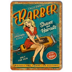 Plaque metal Pin-Up Barber Shop