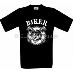 T-shirt Biker Moto Skull noir homme