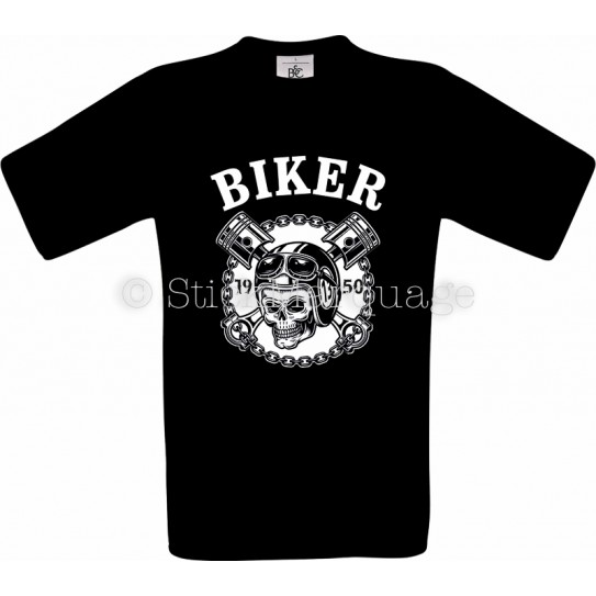 T-shirt Biker Moto Skull noir homme