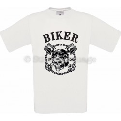 T-shirt anniversaire Biker Moto Skull blanc homme