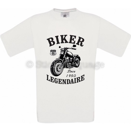 T-shirt Biker Moto Légendaire blanc homme