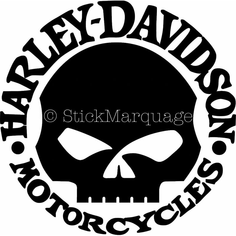 Sticker autocollant vinyle Moto logo Harley-Davidson tête de mort