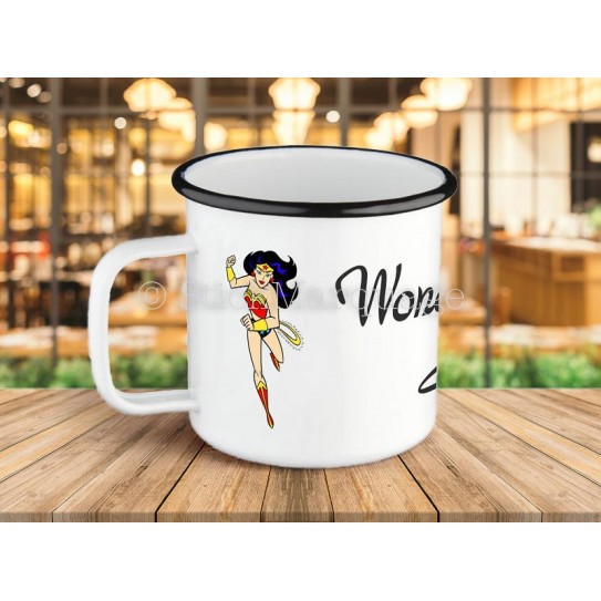 Tasse à café Wonder Woman en métal émaillé
