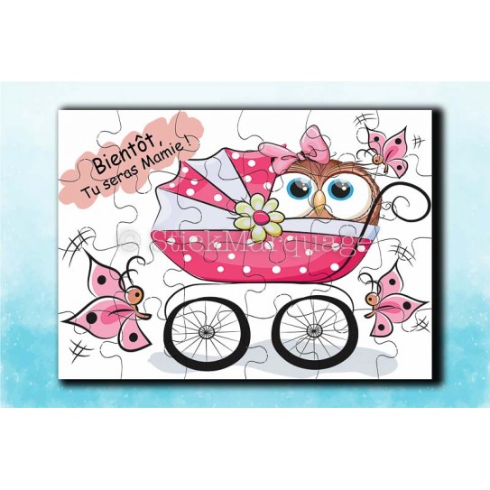 Puzzle cadeau naissance bébé fille mamie 24 pièces personnalisé