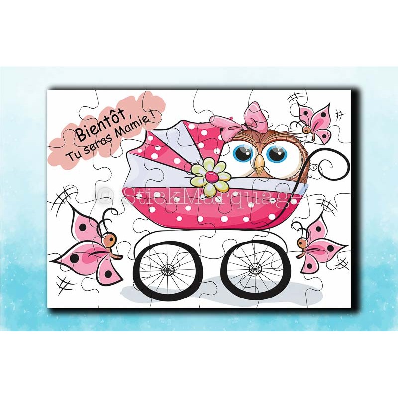 Puzzle cadeau naissance bébé fille mamie 24 pièces personnalisé