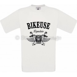T-shirt Bikeuse Moto Légendaire blanc