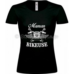 T-shirt noir Maman Bikeuse Moto