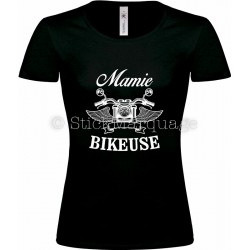 T-shirt noir Mamie Bikeuse Moto