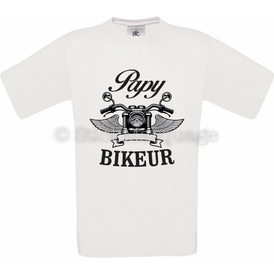T-shirt blanc Papy Biker