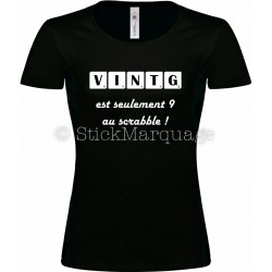 Tee-shirt F noir 20ème Anniversaire Scrabble