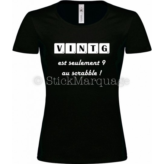 Tee-shirt F noir 20ème Anniversaire Scrabble
