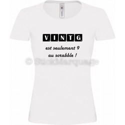 Tee-shirt F blanc 20ème Anniversaire Scrabble