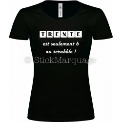 Tee-shirt F noir 30ème Anniversaire Scrabble
