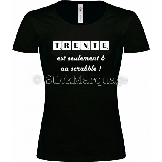 Tee-shirt F noir 30ème Anniversaire Scrabble
