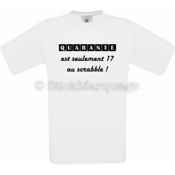 T-shirt blanc 40ème Anniversaire Scrabble