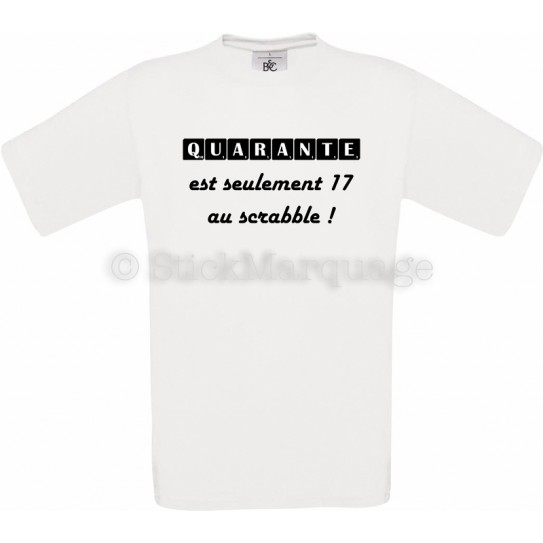 T-shirt blanc 40ème Anniversaire Scrabble