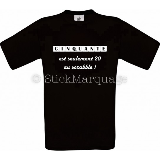 T-shirt noir 50 Ans Scrabble