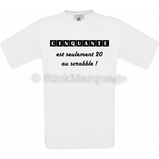 T-shirt blanc 50ème Anniversaire Scrabble
