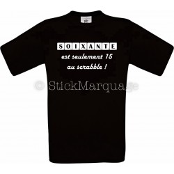 T-shirt noir 60 Ans Anniversaire Scrabble