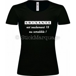 Tee-shirt F noir 60ème Anniversaire Scrabble