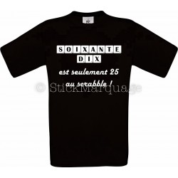 T-shirt noir 70 Ans Anniversaire Scrabble