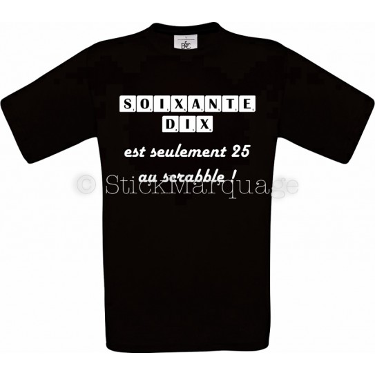T-shirt noir 70 Ans Anniversaire Scrabble