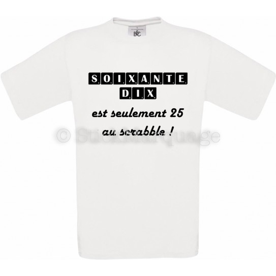 T-shirt blanc 70ème Anniversaire Scrabble