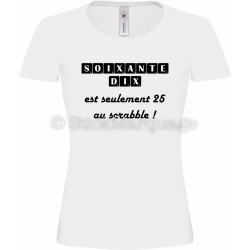 Tee-shirt Anniversaire 70 Ans F blanc Scrabble