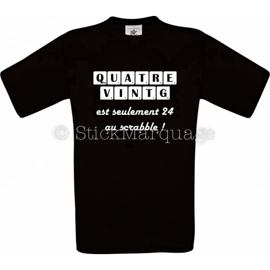 T-shirt noir 80 Ans Anniversaire Scrabble