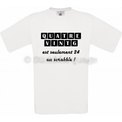 T-shirt blanc 80ème Anniversaire Scrabble